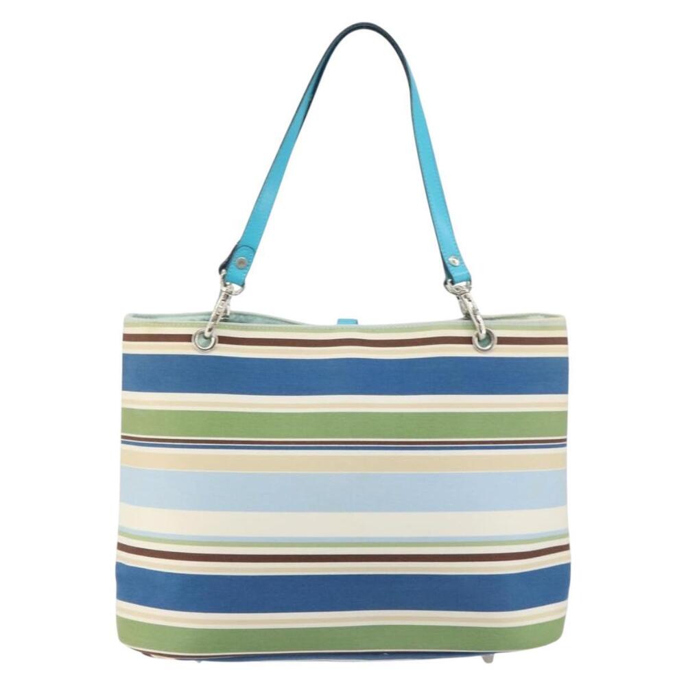 BURBERRY Tote Bag Canvas Blue Silver Auth 161168 - Picture 2 of 16